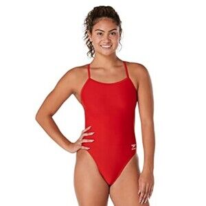 NWT Speedo Endurance+ The One Red Swimsuit Solid Team Racerback Racing - Size 30